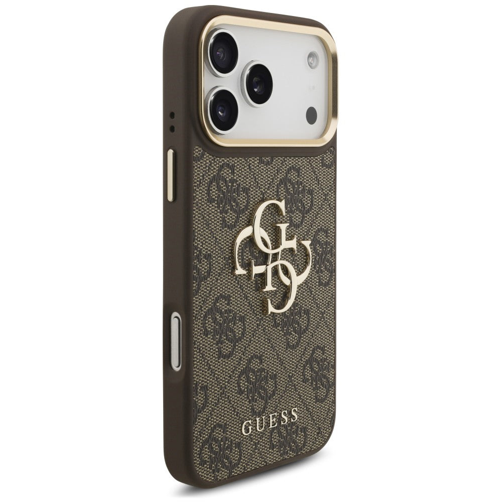 Custodia per Apple iPhone 18 Pro Max / 17 Pro Max, Guess, Big 4G Classic Logo & Big Strap Metal Buttons, Marrone