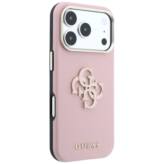 Custodia per Apple iPhone 18 Pro Max / 17 Pro Max, Guess, Logo in Resina Grande Granulata, Rosa