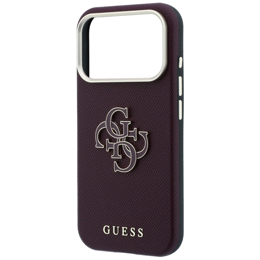 Custodia per Apple iPhone 18 Pro Max / 17 Pro Max, Guess, Logo Grande in Resina Granulata, Vinaccia