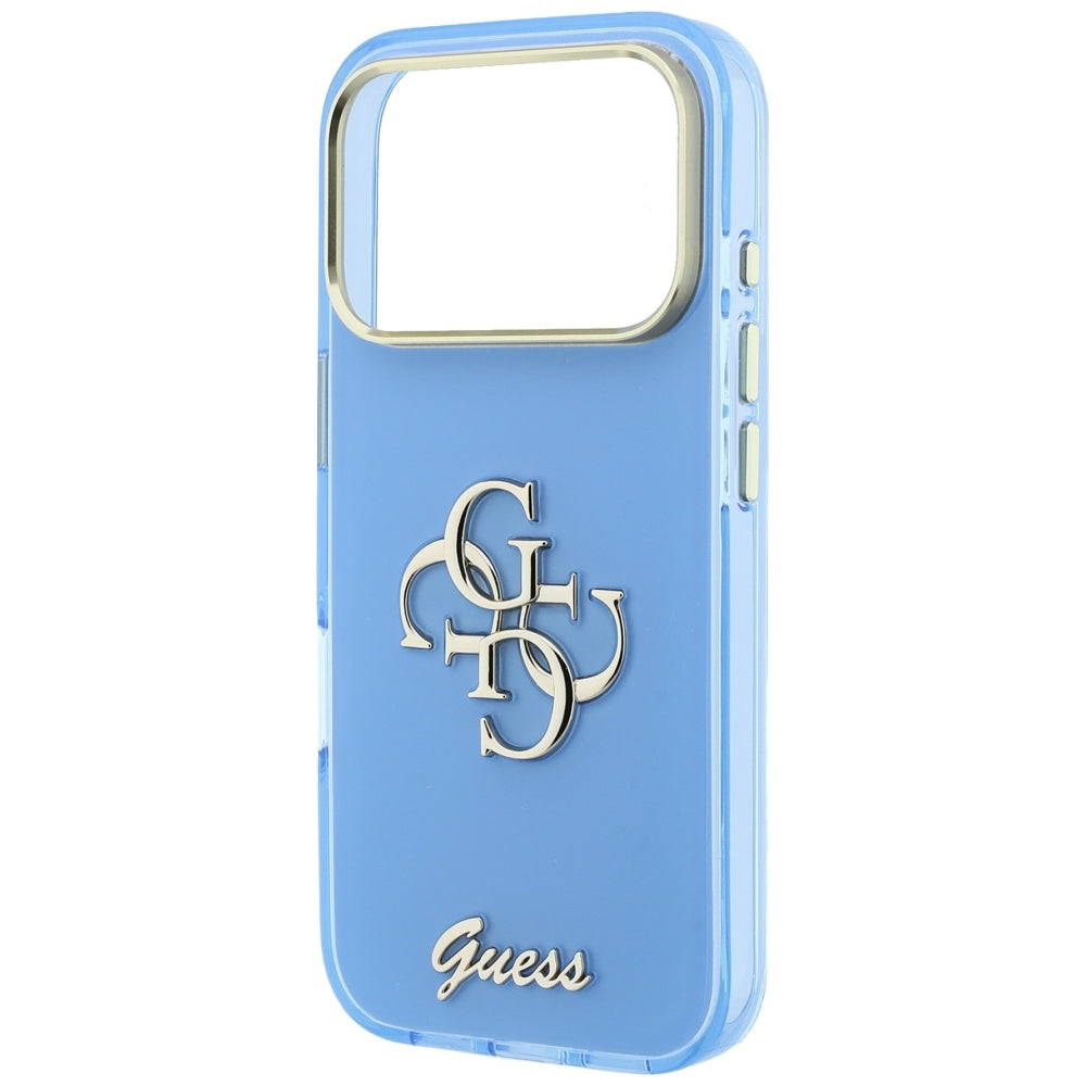 Hülle für Apple iPhone 18 Pro Max / 17 Pro Max, Guess, IML 4G Metal Script, Blau