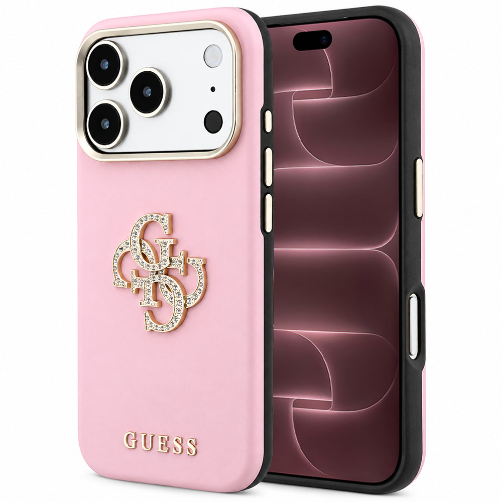 Custodia per Apple iPhone 18 Pro Max / 17 Pro Max, Guess, Smooth Big Strass Logo, rosa