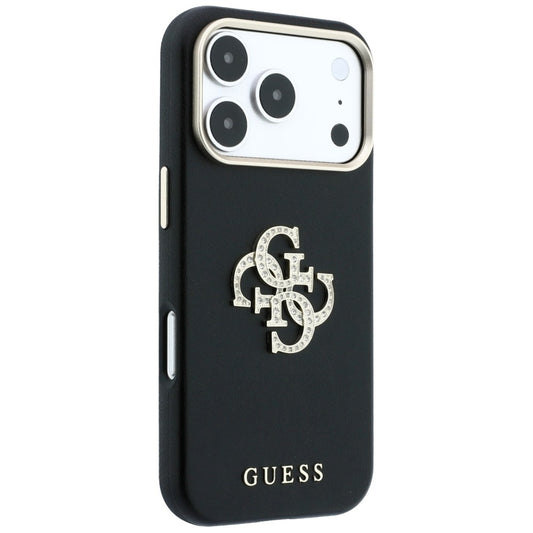 Hülle für Apple iPhone 18 Pro Max / 17 Pro Max, Guess, Glattes großes Strass-Logo, Weinrot