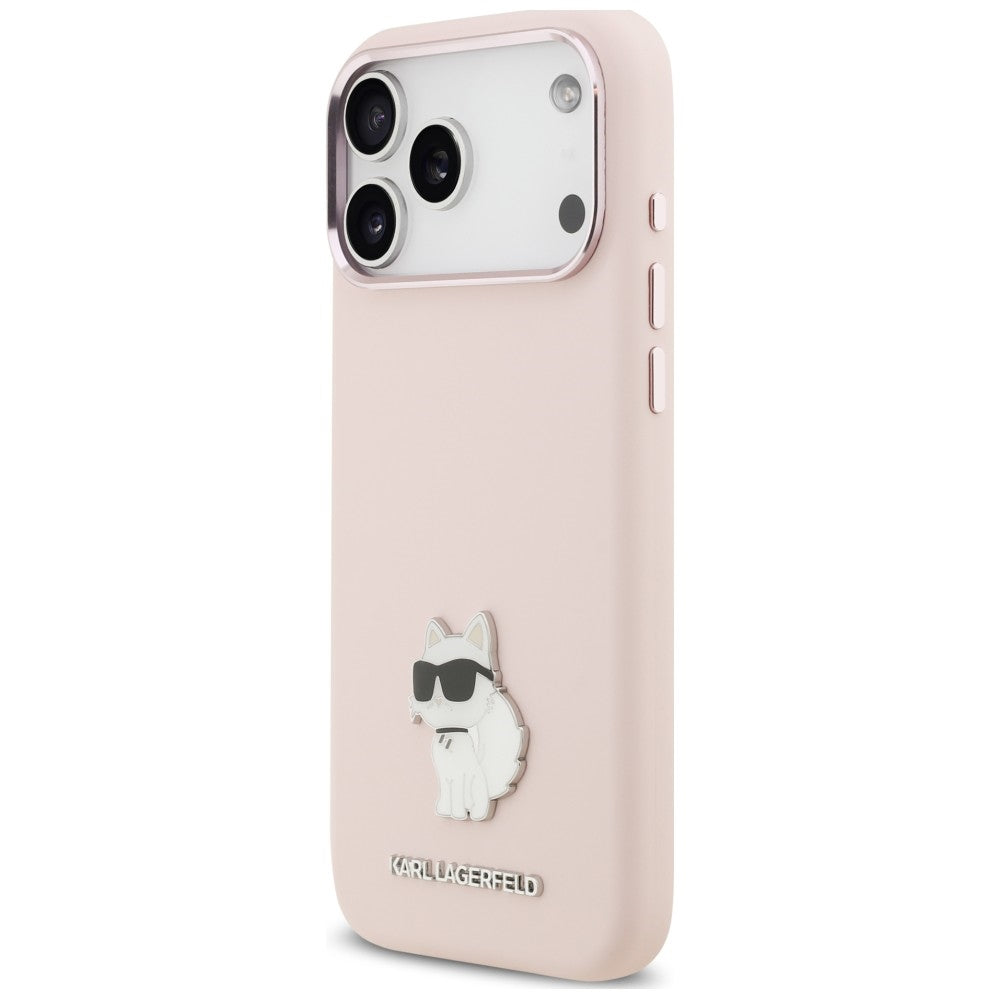 Custodia per Apple iPhone 18 Pro Max / 17 Pro Max, Karl Lagerfeld, Choupette Metal Pin, Rosa