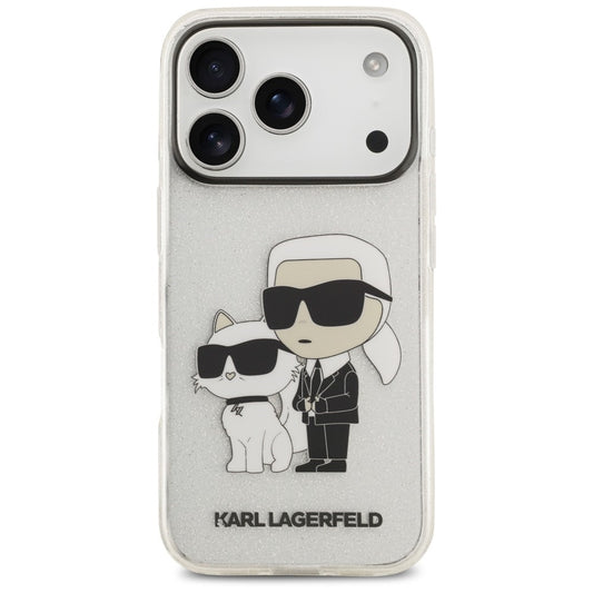 Coque pour Apple iPhone 18 Pro Max / 17 Pro Max, Karl Lagerfeld, IML Glitter Karl and Choupette NFT, transparente