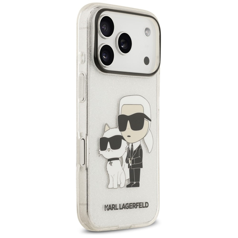 Cover per Apple iPhone 18 Pro Max / 17 Pro Max, Karl Lagerfeld, IML Glitter Karl and Choupette NFT, trasparente