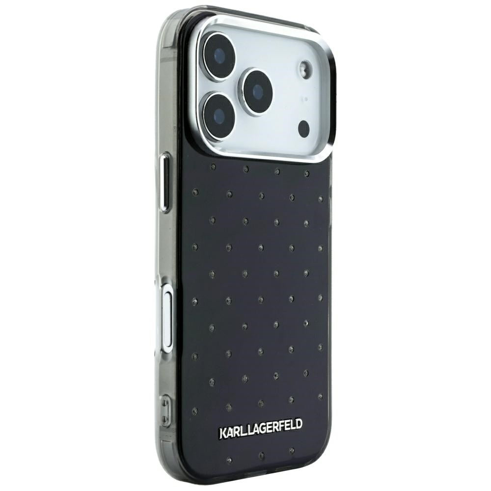 Hülle für Apple iPhone 18 Pro Max / 17 Pro Max, Karl Lagerfeld, IML Strasssteine und galvanisiertes Logo, Schwarz