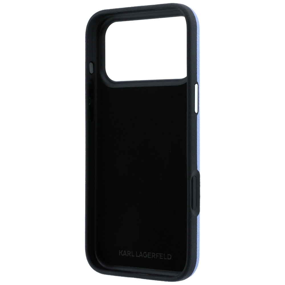 Hülle für Apple iPhone 18 Pro Max / 17 Pro Max, Karl Lagerfeld, glattes großes Harz-Signatur-Logo, Blau