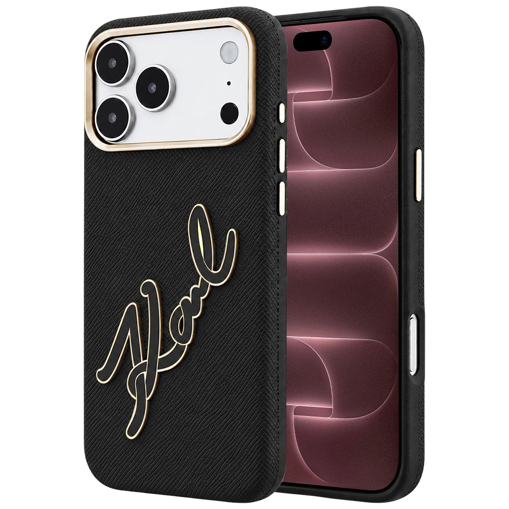 Custodia per Apple iPhone 18 Pro Max / 17 Pro Max, Karl Lagerfeld, Smooth Big Resin Signature Logo, Nera