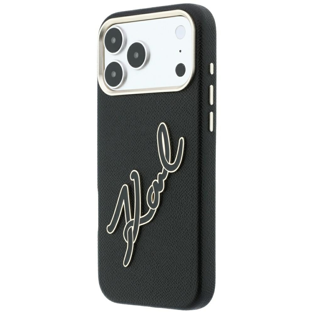 Custodia per Apple iPhone 18 Pro Max / 17 Pro Max, Karl Lagerfeld, Smooth Big Resin Signature Logo, Nera