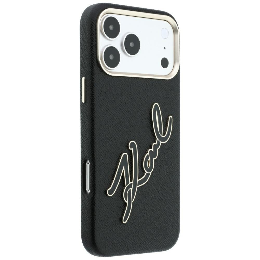 Custodia per Apple iPhone 18 Pro Max / 17 Pro Max, Karl Lagerfeld, Smooth Big Resin Signature Logo, Nera