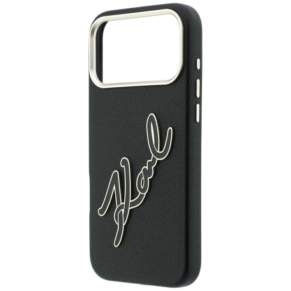 Custodia per Apple iPhone 18 Pro Max / 17 Pro Max, Karl Lagerfeld, Smooth Big Resin Signature Logo, Nera