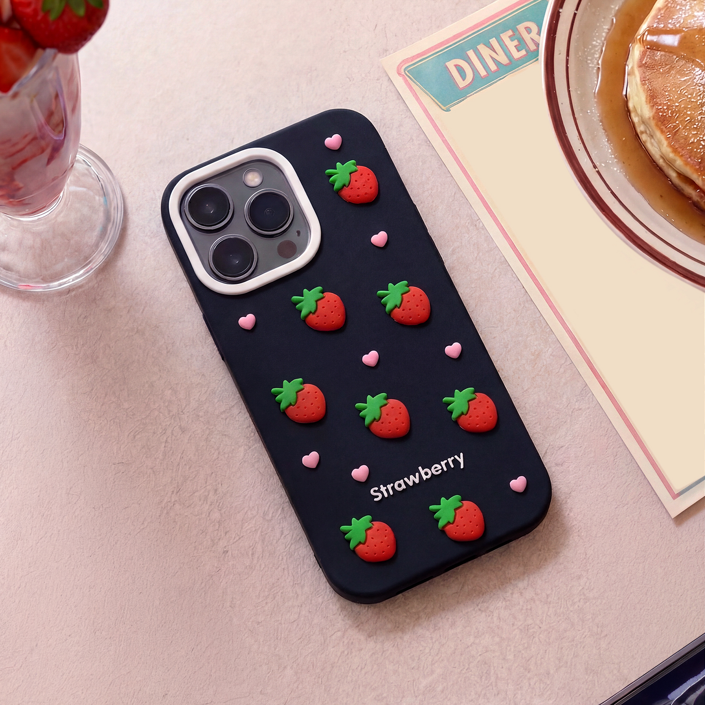Custodia per Apple iPhone 12 / 12 Pro, OEM, Strawberry, Nera