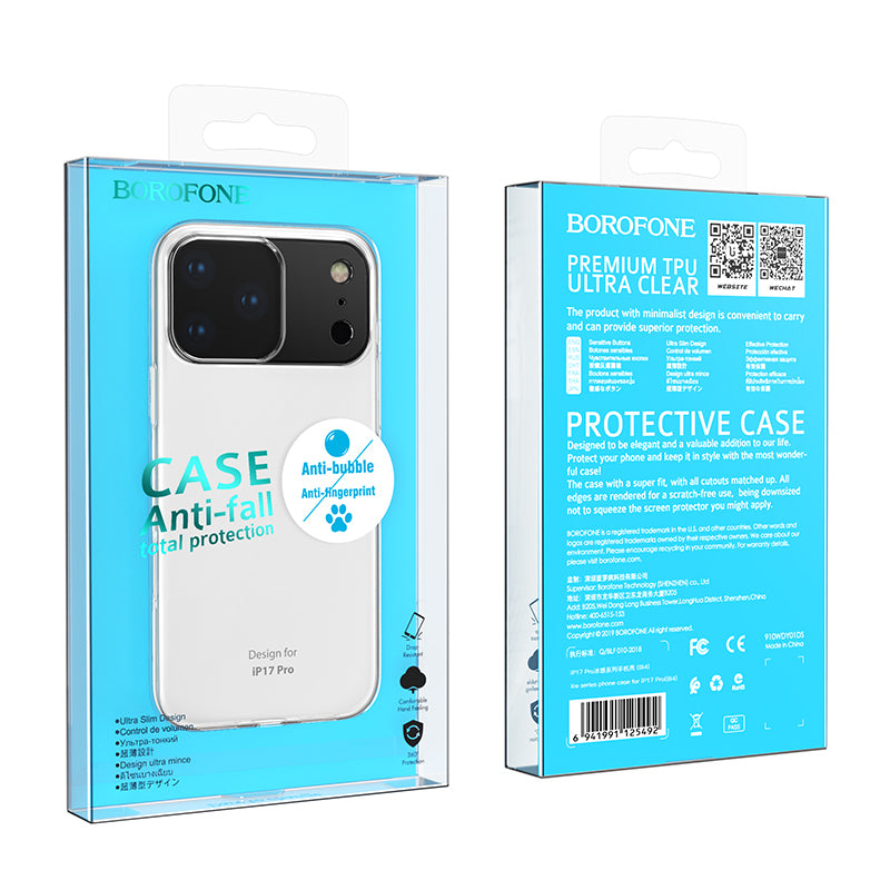 Custodia per Apple iPhone 17 Pro, Borofone, BI4 Ice, Trasparente