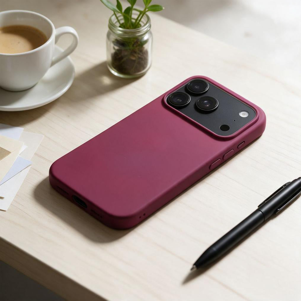 Custodia per Apple iPhone 18 Pro / iPhone 17 Pro, OEM, in silicone, color bordeaux