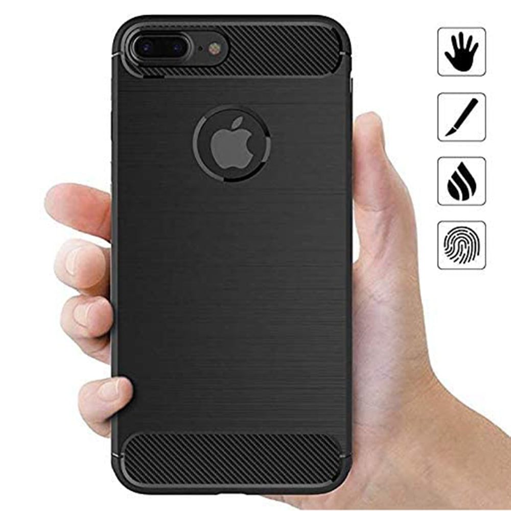 Custodia per Apple iPhone 7 Plus, Techsuit, Carbonio, Nera