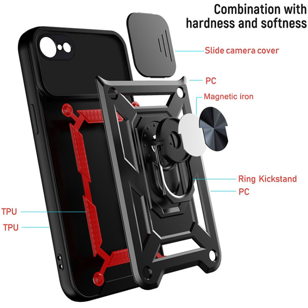 Custodia per Apple iPhone SE (2022) / SE (2020) / 8 / 7, Techsuit, CamShield, Nera