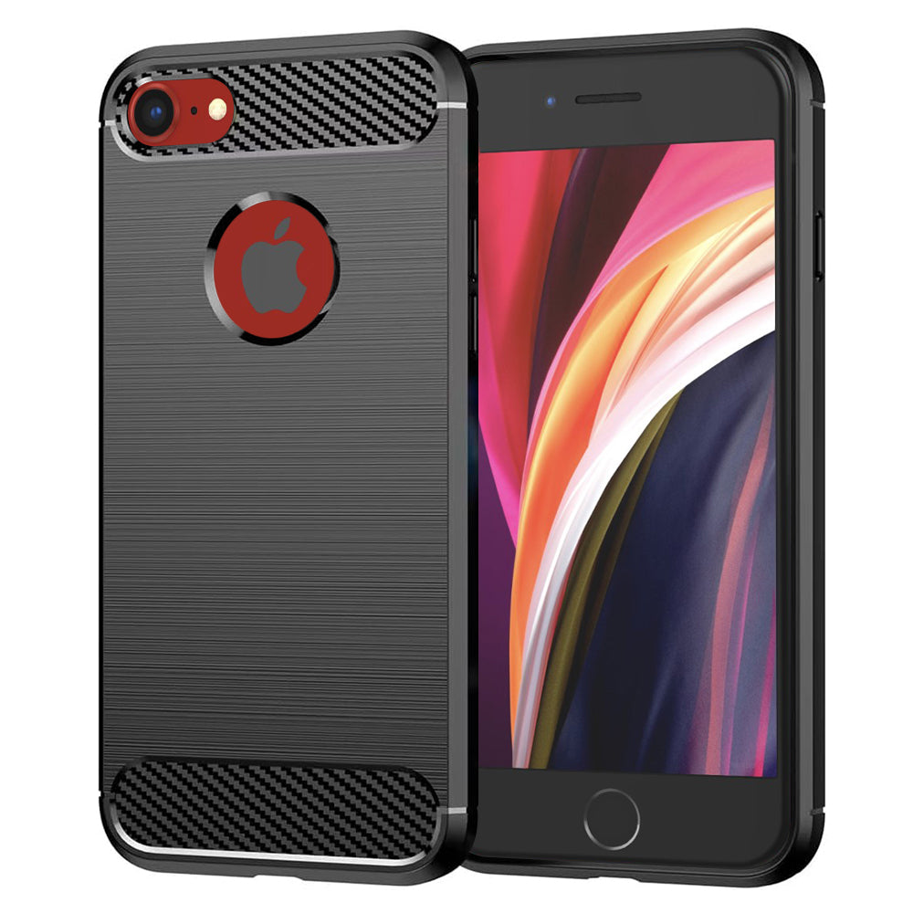Custodia per Apple iPhone SE (2022) / SE (2020), Techsuit, Carbonio, Nera