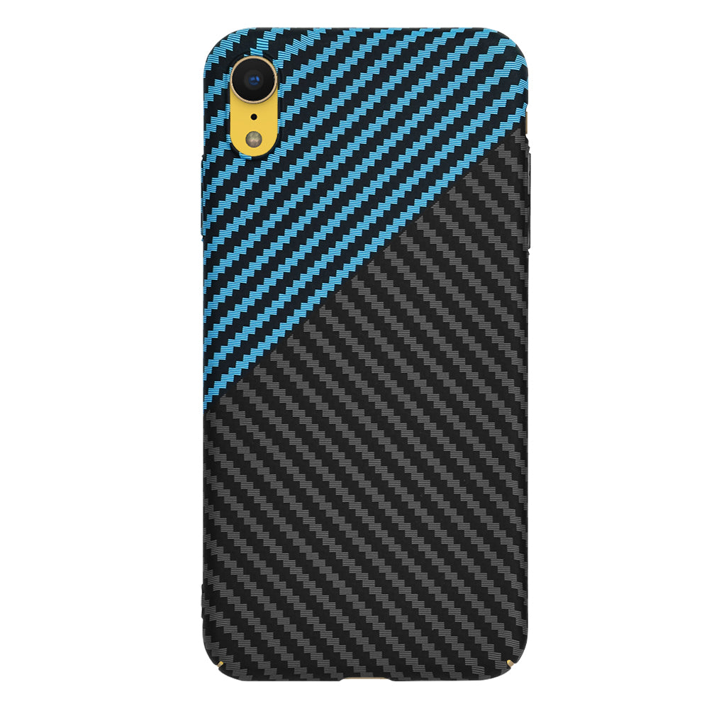 Custodia per Apple iPhone XR, Techsuit, Carbonite FiberShell, Nero Bleu
