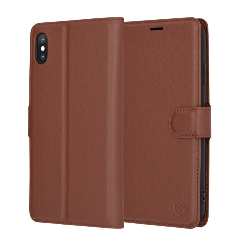 Coque pour Apple iPhone XS Max, Techsuit, Leather Folio, Marron