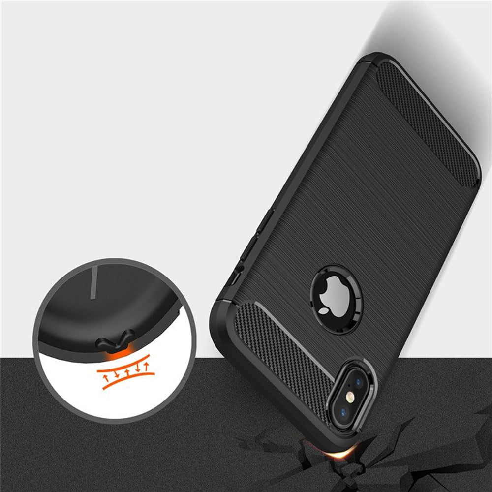 Custodia per Apple iPhone XS / X, Techsuit, Carbonio, Nera