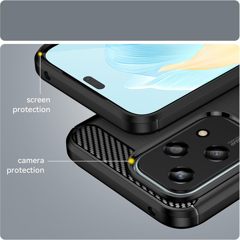 Custodia per Honor 200 Lite, Techsuit, Carbonio, Nera