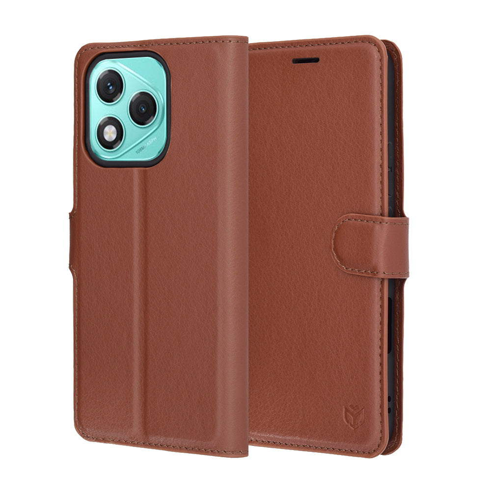 Coque pour Honor 400 Lite, Techsuit, Leather Folio, Marron