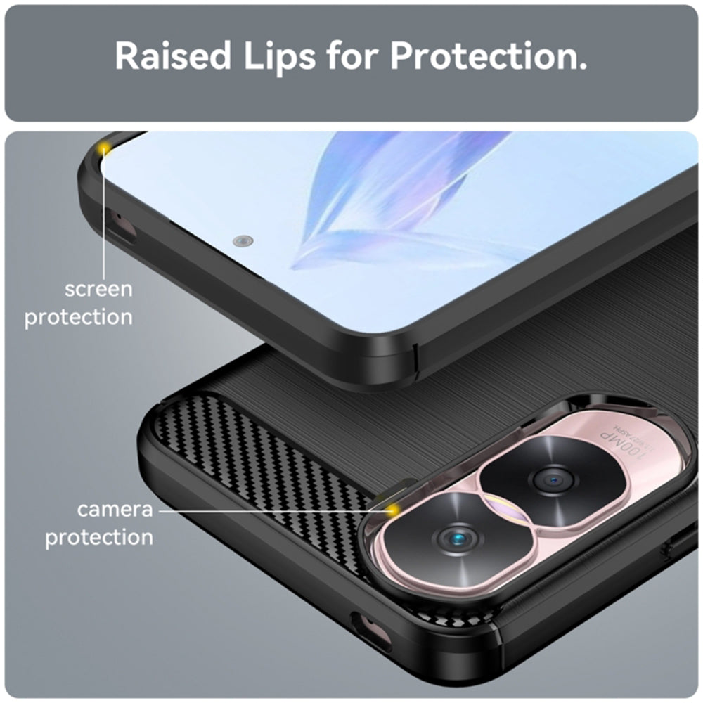 Custodia per Honor 90 Lite, Techsuit, Carbonio, Nera