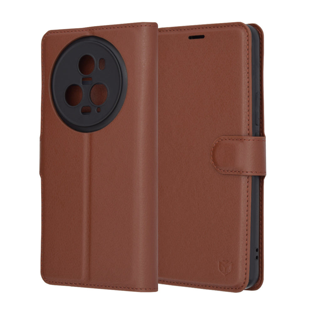 Étui pour Honor Magic5 Pro, Techsuit, Folio en cuir, Marron