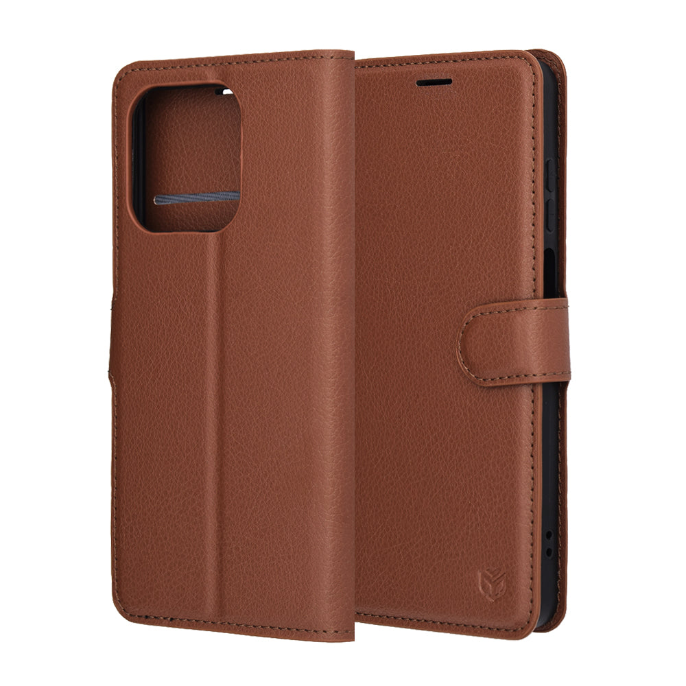 Custodia per Honor X5c Plus, Techsuit, Leather Folio, Marrone