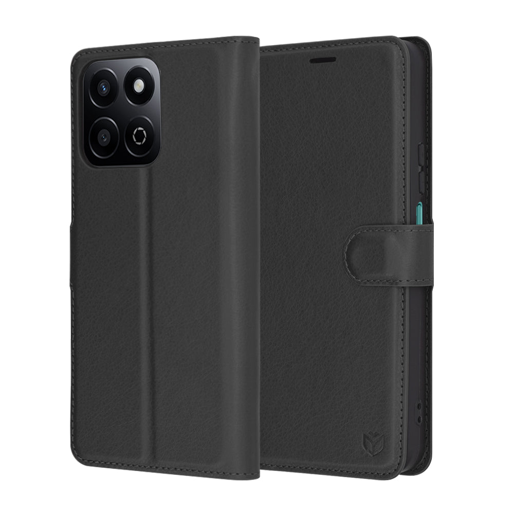 Coque pour Honor X7c / 200 Smart, Techsuit, Folio en cuir, Noire