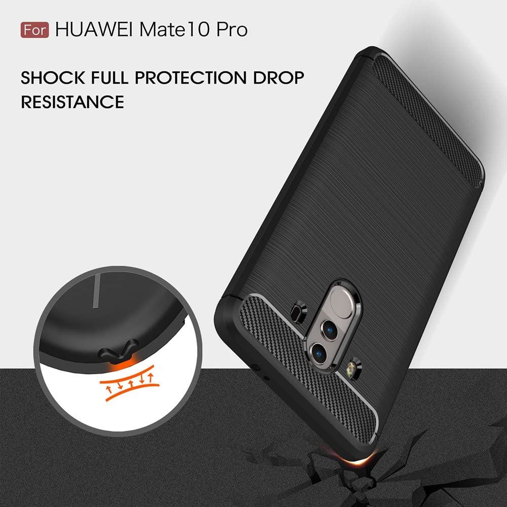 Custodia per Huawei Mate 10 Pro, Techsuit, Carbonio, Nera