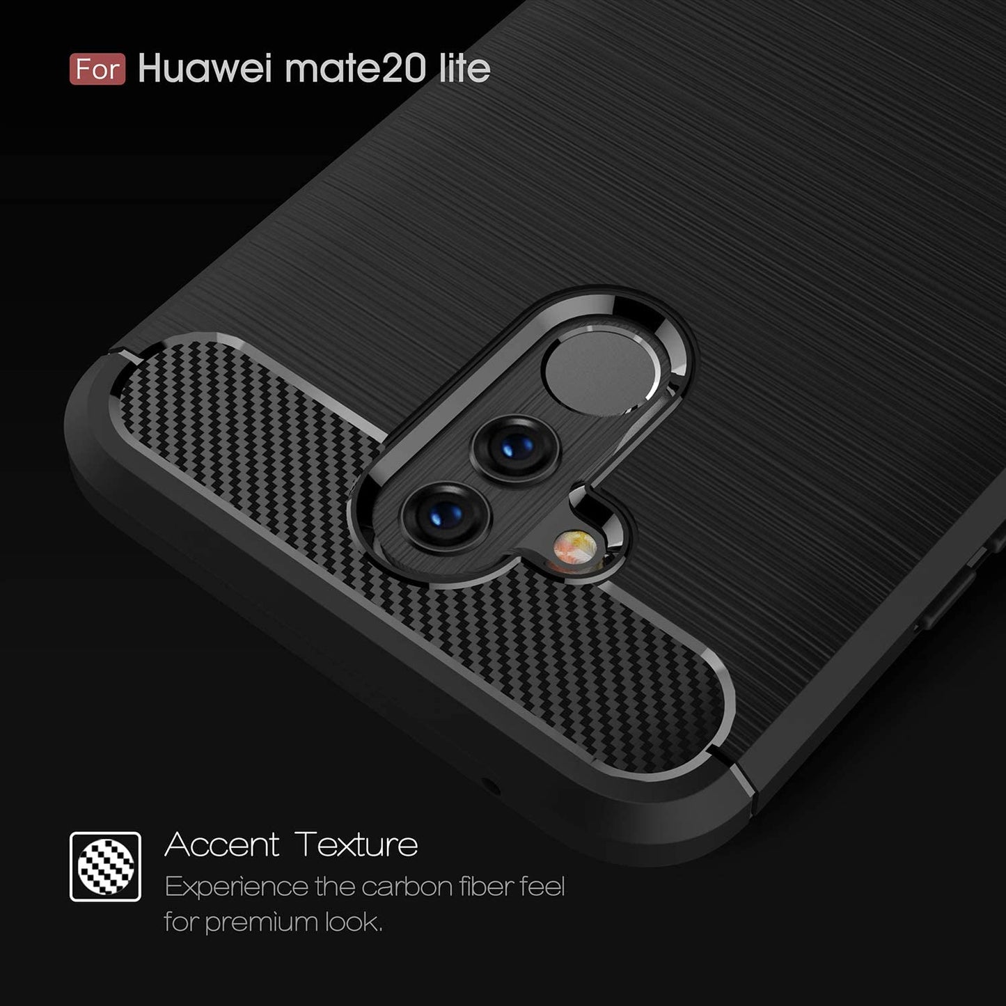 Custodia per Huawei Mate 20 Lite, Techsuit, Carbonio, Nera