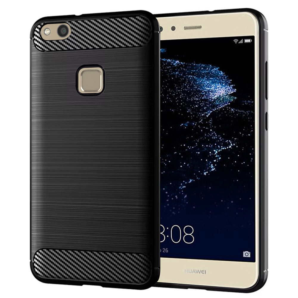 Custodia per Huawei P10 Lite, Techsuit, Carbonio, Nera
