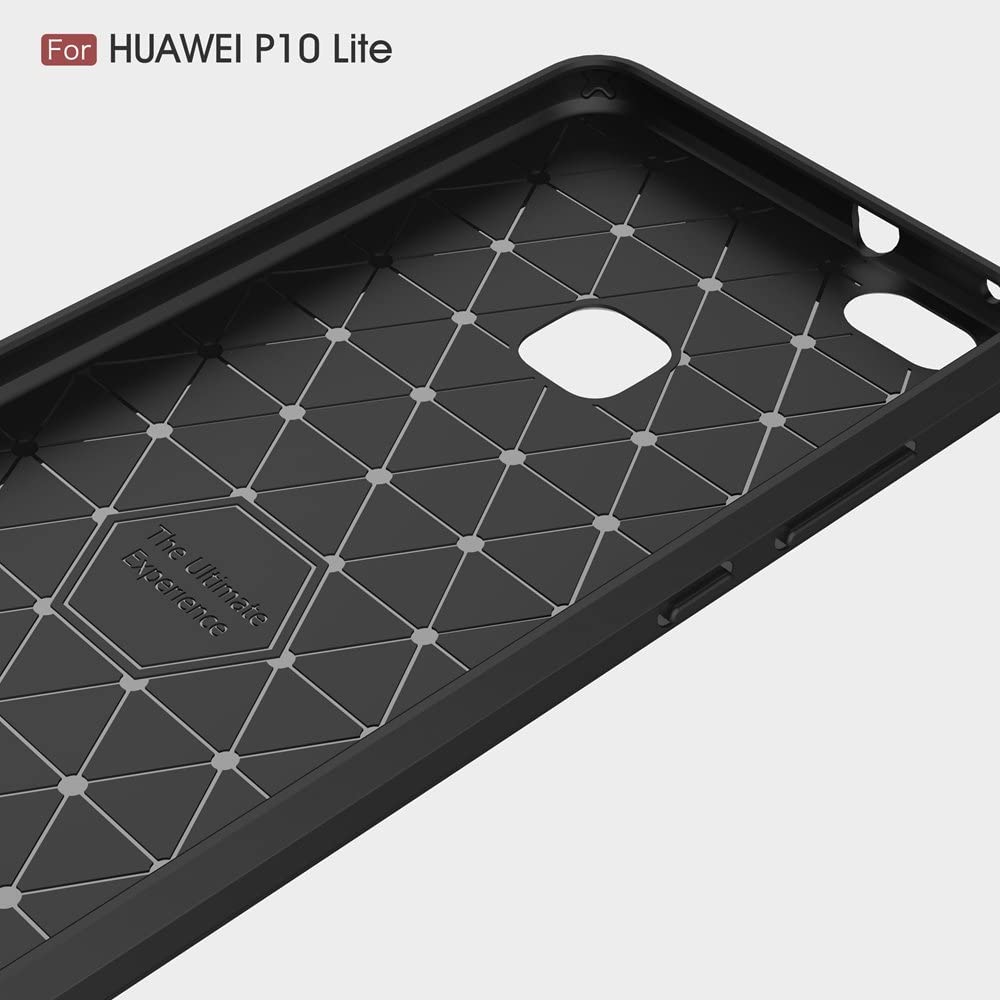 Custodia per Huawei P10 Lite, Techsuit, Carbonio, Nera