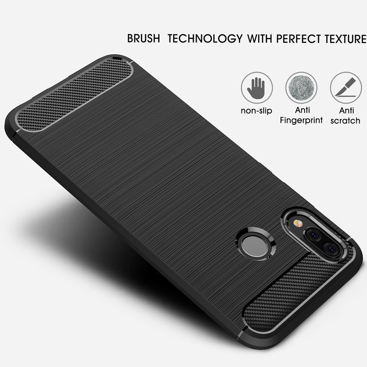 Custodia per Huawei P20 Lite, Techsuit, Carbonio, Nera