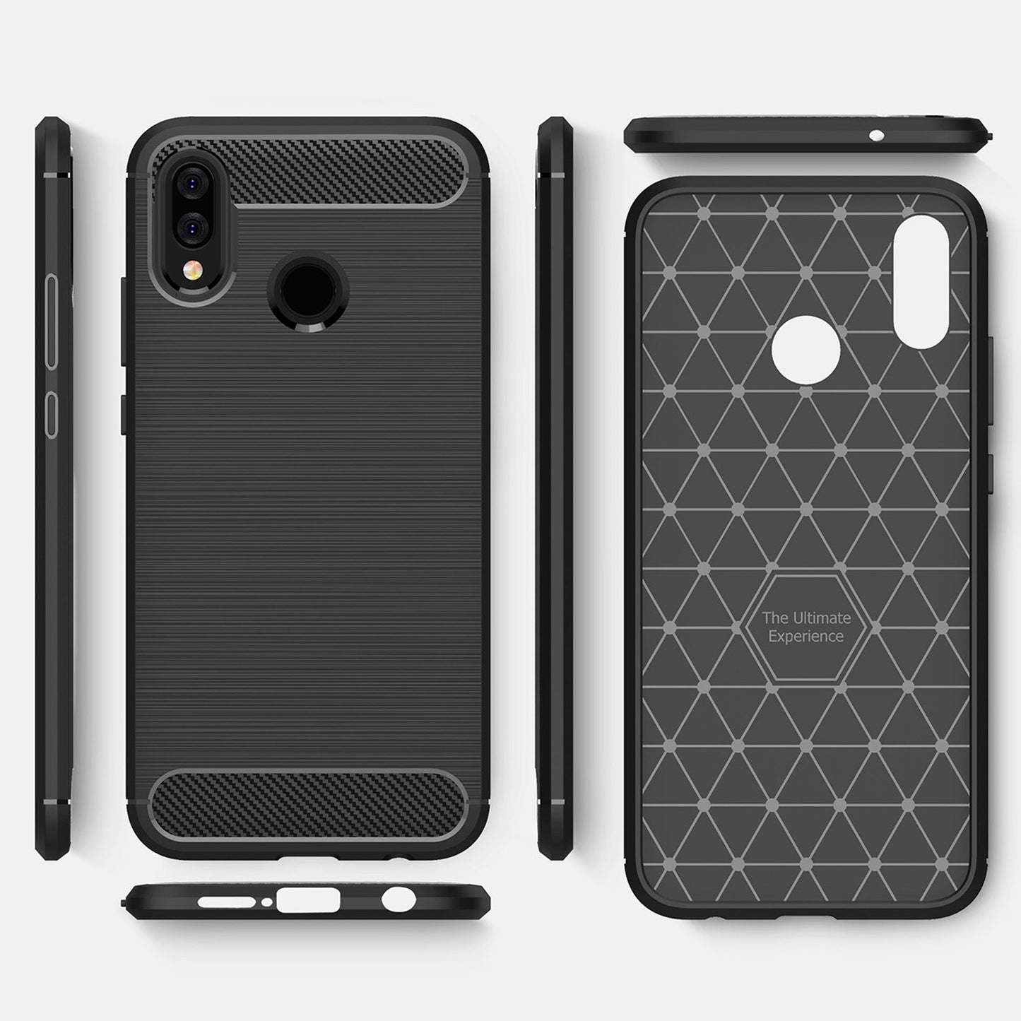 Custodia per Huawei P20 Lite, Techsuit, Carbonio, Nera