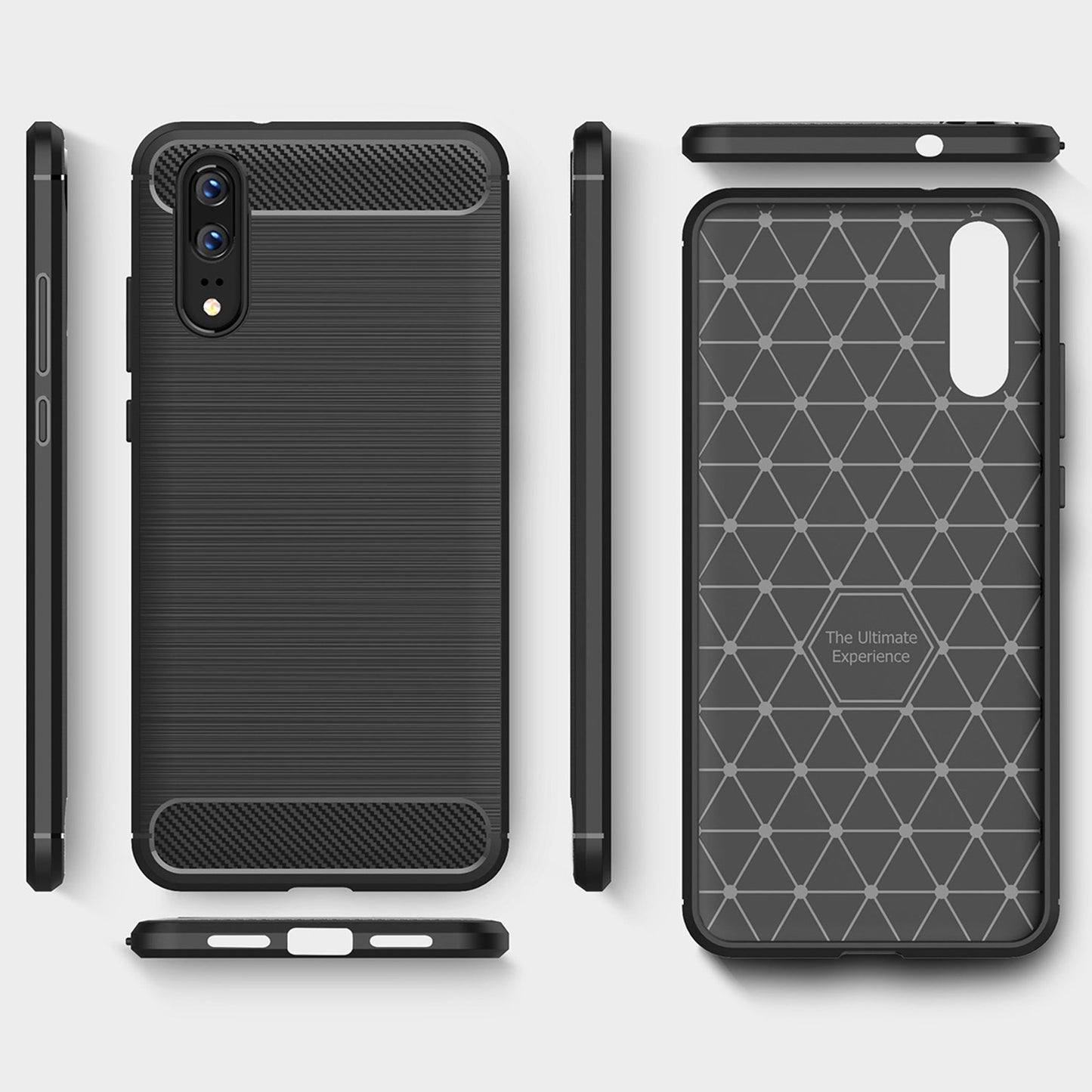 Custodia per Huawei P20, Techsuit, Carbonio, Nera