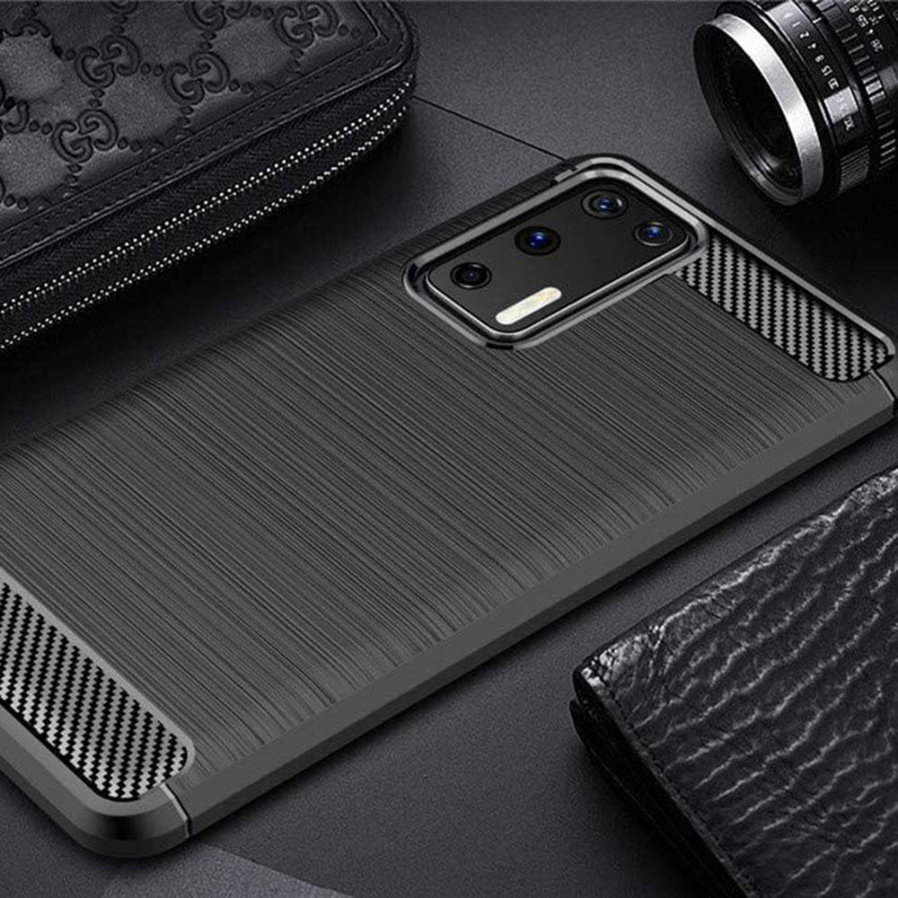 Custodia per Huawei P40 Pro, Techsuit, Carbonio, Nera