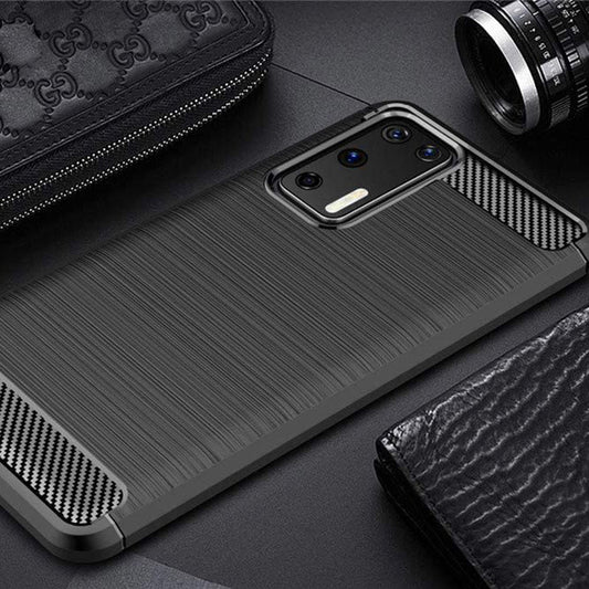 Coque pour Huawei P40 Pro, Techsuit, Carbone, Noire