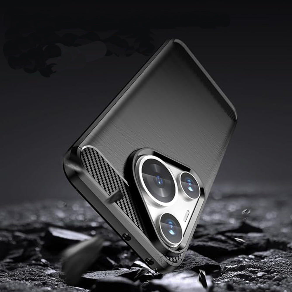 Custodia per Huawei Pura 70, Techsuit, Carbonio, Nera