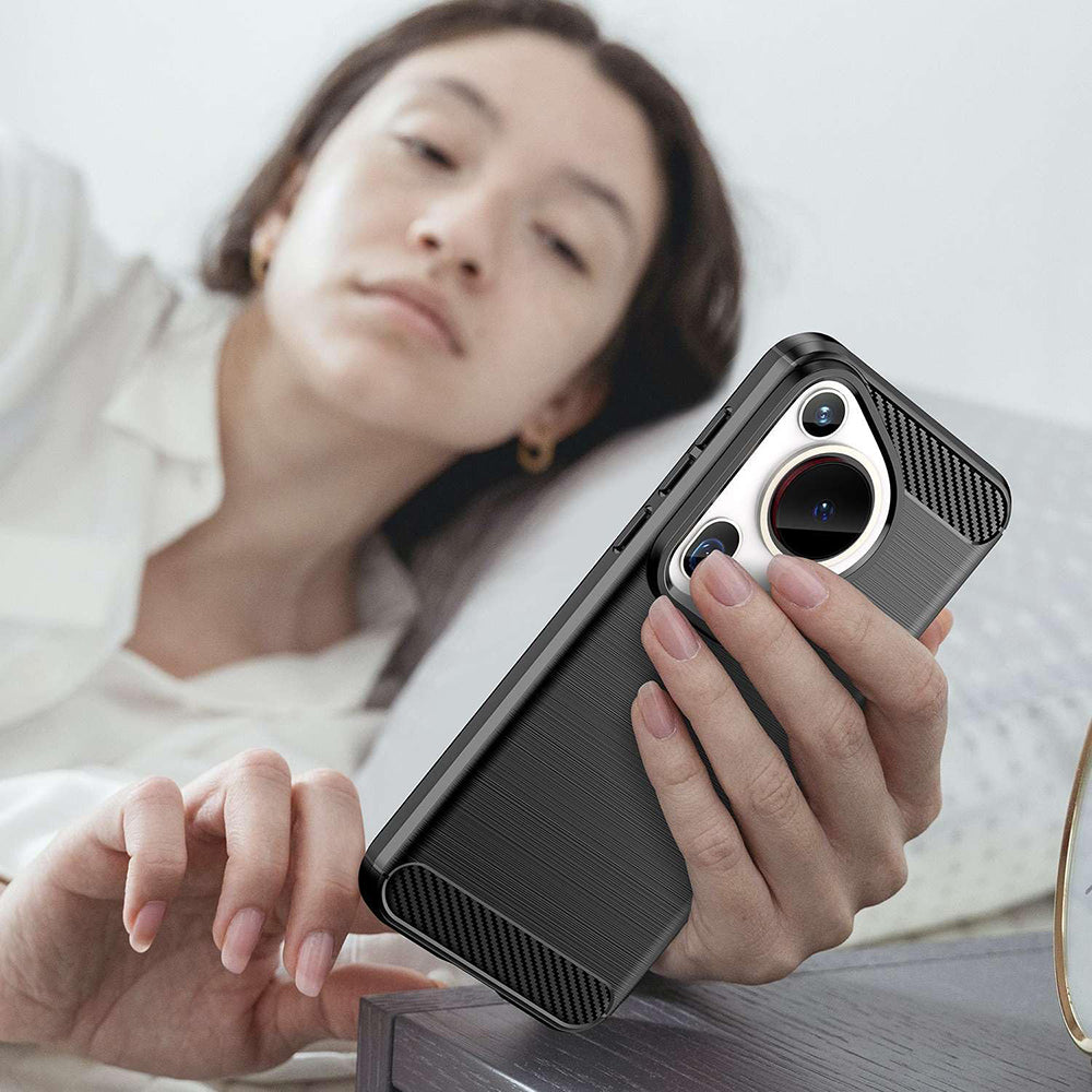 Custodia per Huawei Pura 70 Ultra, Techsuit, Carbonio, Nera
