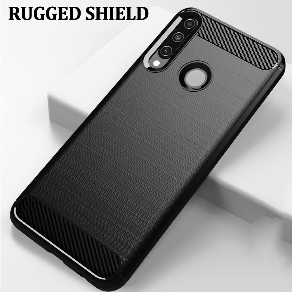 Custodia per Huawei Y6p, Techsuit, Carbonio, Nera