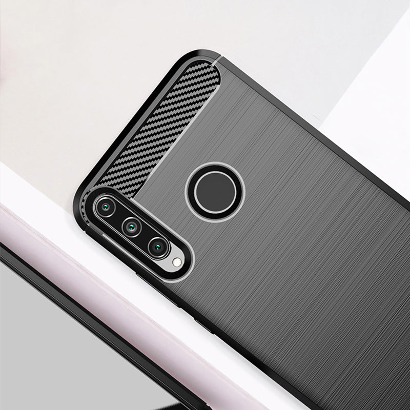 Custodia per Huawei Y6p, Techsuit, Carbonio, Nera