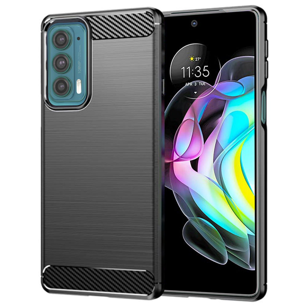 Custodia per Motorola Edge 20, Techsuit, Carbonio, Nera