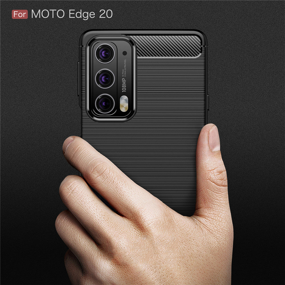 Custodia per Motorola Edge 20, Techsuit, Carbonio, Nera