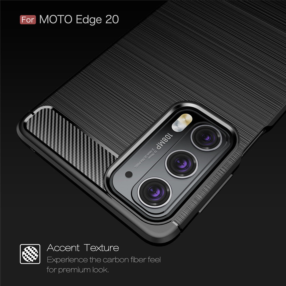 Custodia per Motorola Edge 20, Techsuit, Carbonio, Nera
