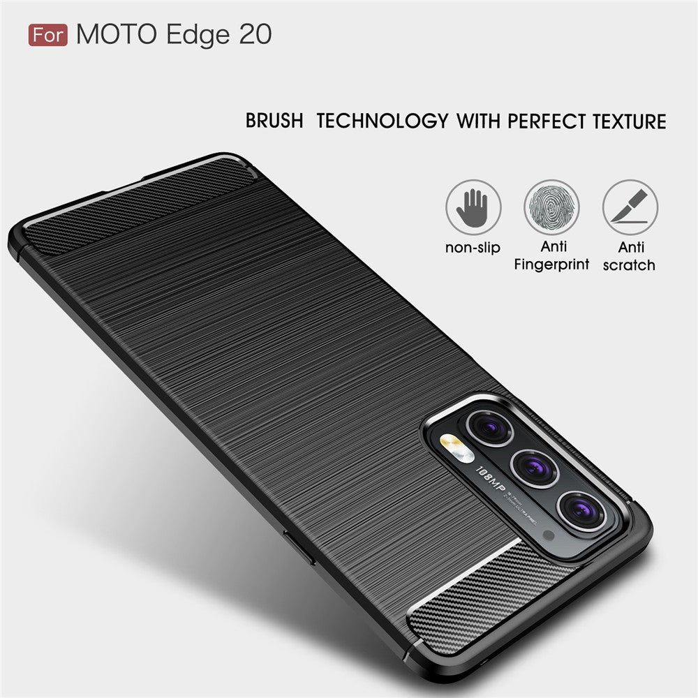 Custodia per Motorola Edge 20, Techsuit, Carbonio, Nera