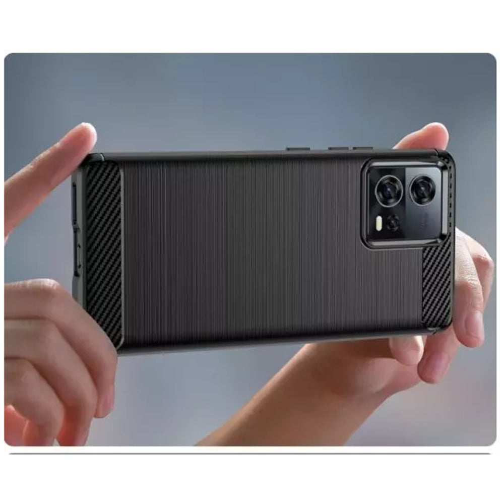 Custodia per Motorola Edge 30 Fusion, Techsuit, Carbonio, Nera