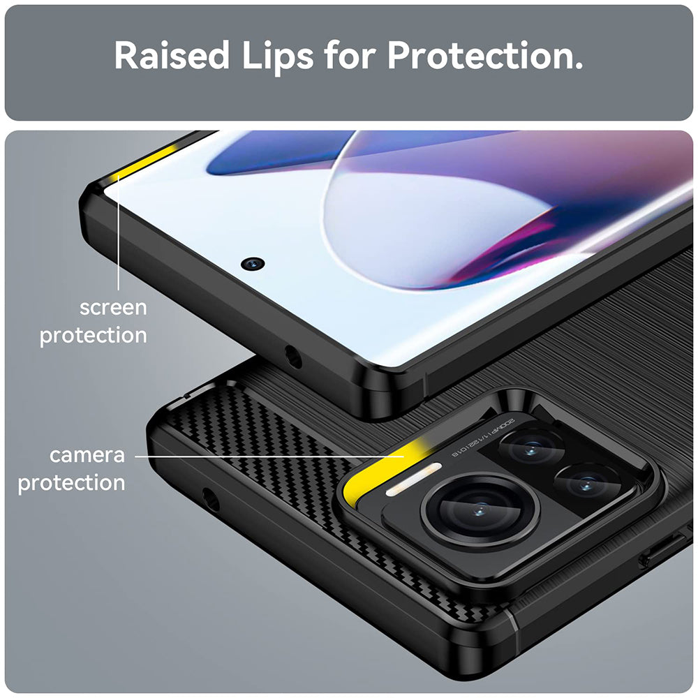Custodia per Motorola Edge 30 Ultra, Techsuit, Carbonio, Nera