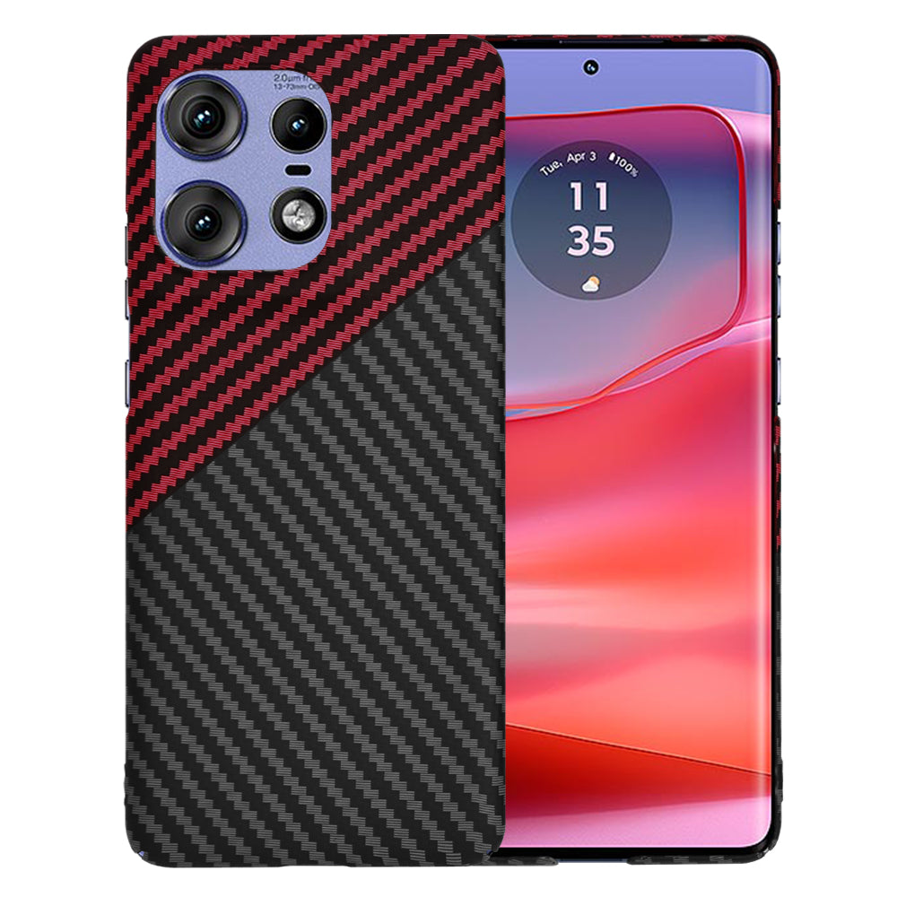 Custodia per Motorola Edge 50 Pro, Techsuit, Carbonite FiberShell, Nero Rosso